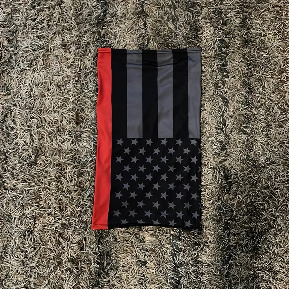 Face Mask Neck Gaiter: Fire Department Red Stripe
